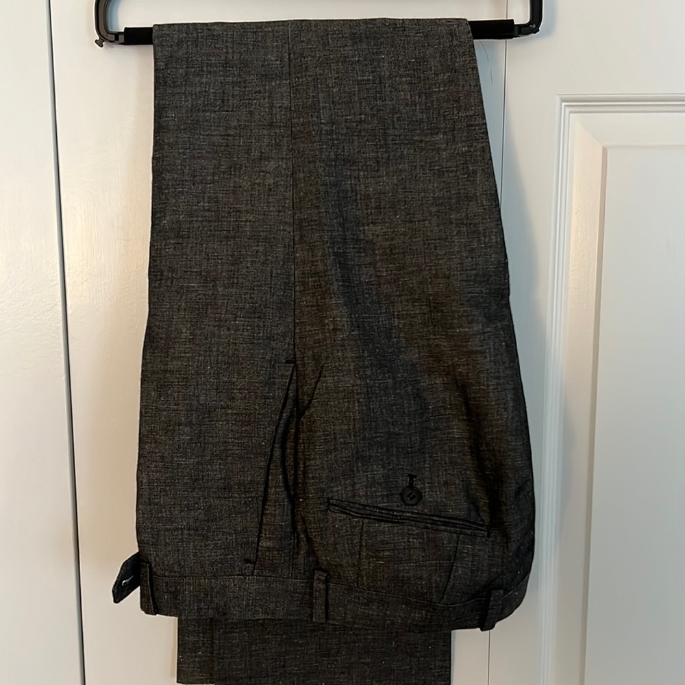 John Varvatos USA Mens Dress Pants 31/33 Linen Blend Charcoal Marled